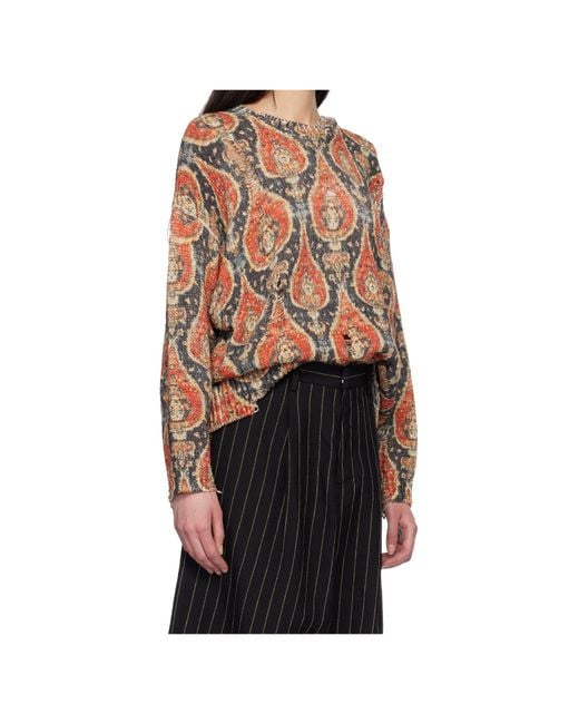 R13 Multicolor Oversized Printed Crew Neck Sweater