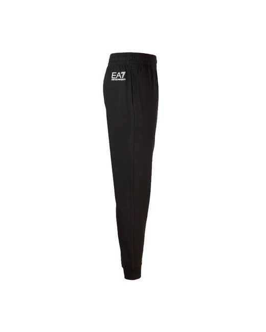 EA7 Black Logo-Print Cotton Track Pants for men