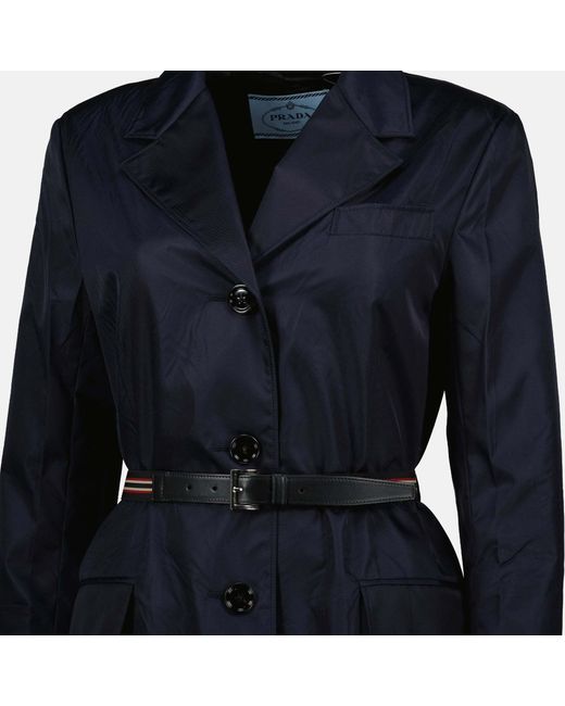Prada Blue Re-Nylon Belted Coat