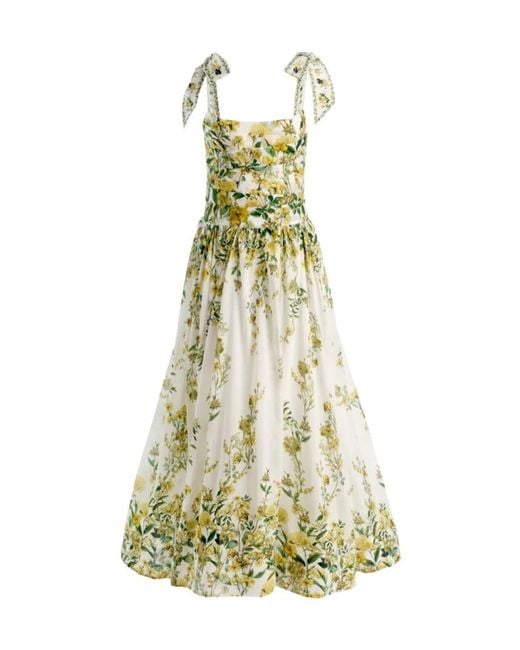 Alice + Olivia White Alice Olivia Haven Floral-Printed Maxi Dress