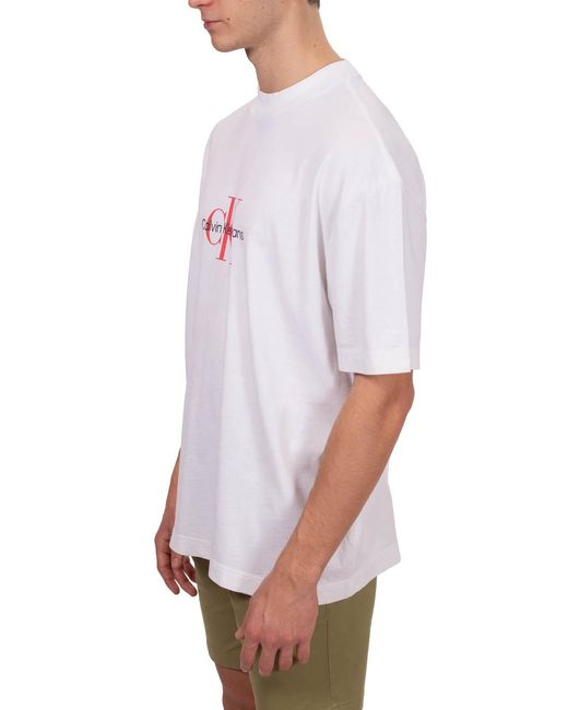 Calvin Klein White Logo-Printed T-Shirt for men