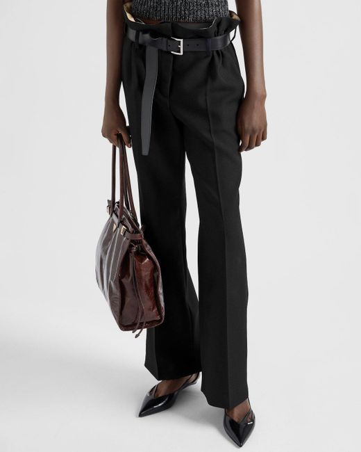 Prada Blue Belted Pleated Trousers