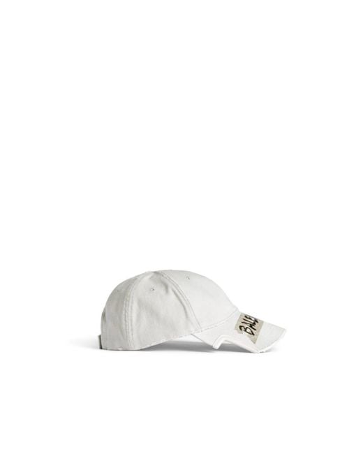 Balenciaga White Masking Tape Dirty Effect Cap for men