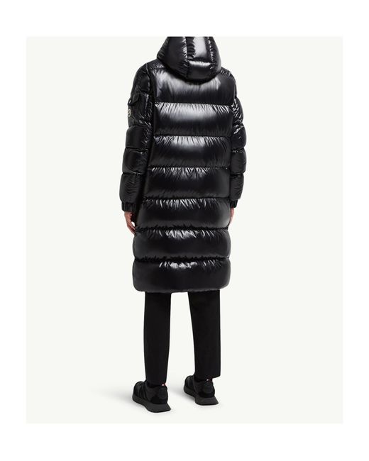 Moncler Black Hanoverian Logo Patch Quilted Coat for men