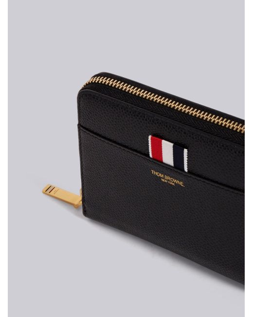 Thom Browne Black Logo Embossed Zipped Wallet