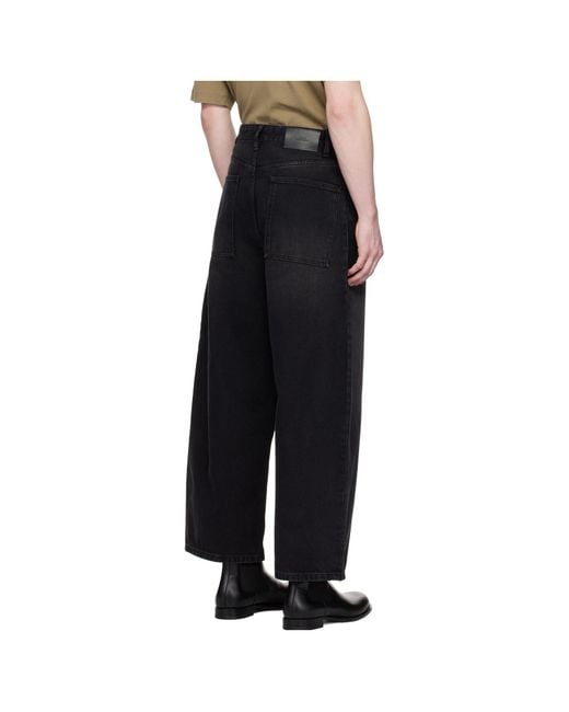 Studio Nicholson Black Logo Patch Cropped Wide-Leg Jeans for men