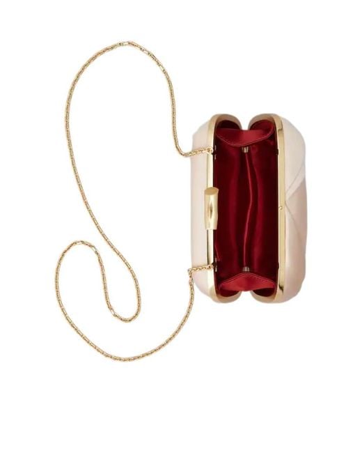 Roger Vivier Natural Pleated Satin Clutch Bag