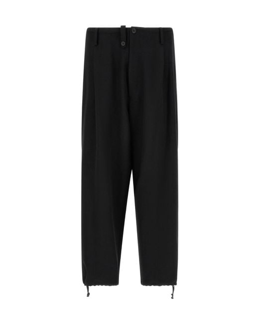Yohji Yamamoto Black New Standard Wallet Asymmetric-Closure Trousers for men