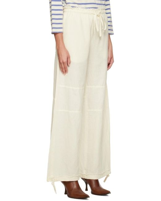 Acne White Drawstring-Detail Palazzo Pants