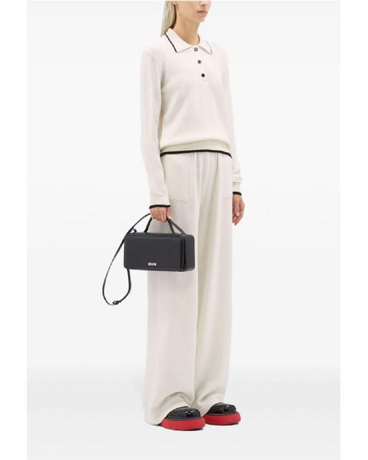 MSGM White Wide-Leg Trousers