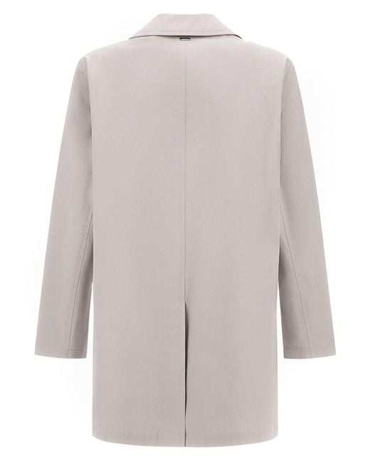 Herno White Single-Breasted Raincoat for men