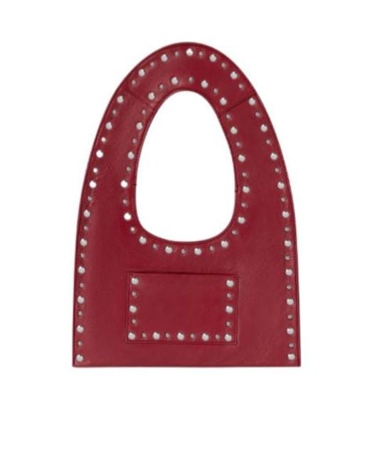 GIMAGUAS Red Studded Shoulder Bag