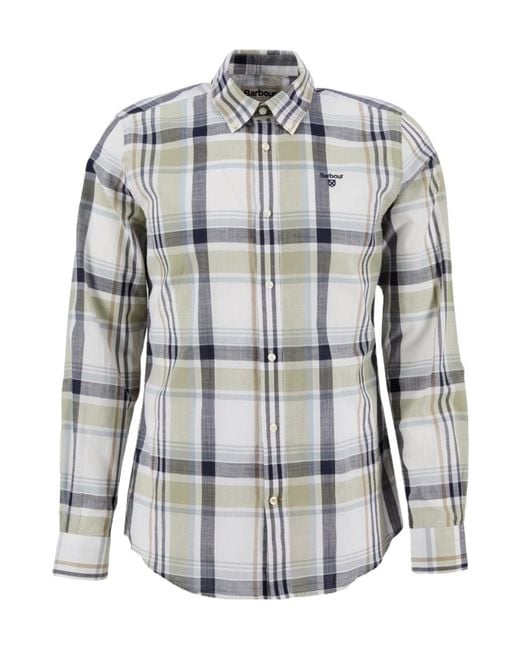 Barbour Gray Logo Plaid Shirt for men