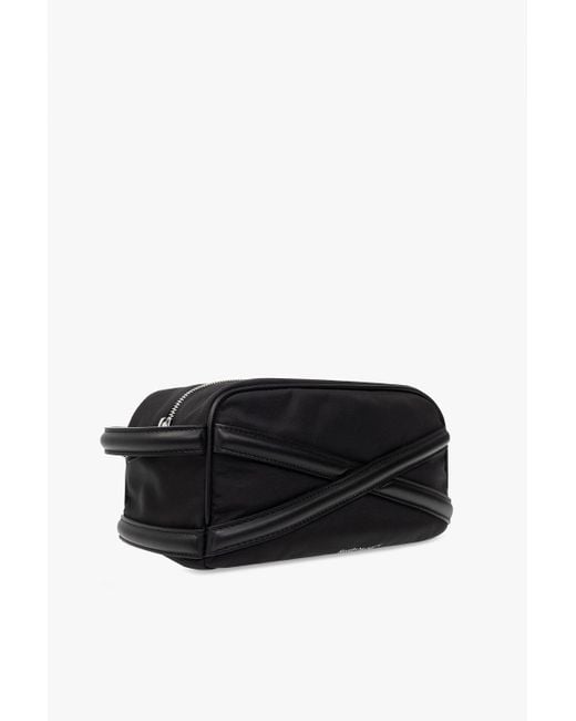 McQueen Black Zip-Around Toiletry Bag for men