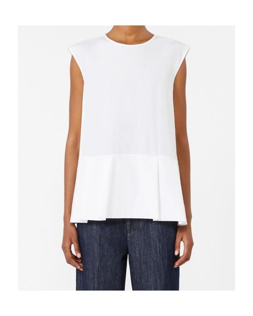 Max Mara White Cotton Brava Blouse