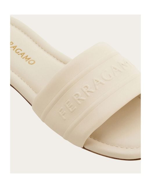 Ferragamo White Slide With Logo