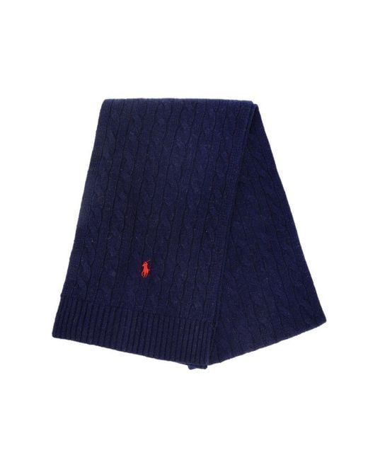 Polo Ralph Lauren Blue Pony Pattern Knitted Scarf