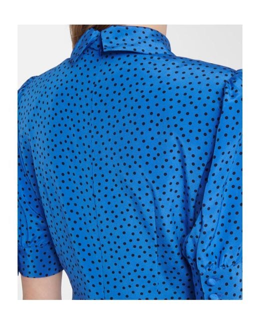 Alessandra Rich Blue Polka-Dot Silk Maxi Dress