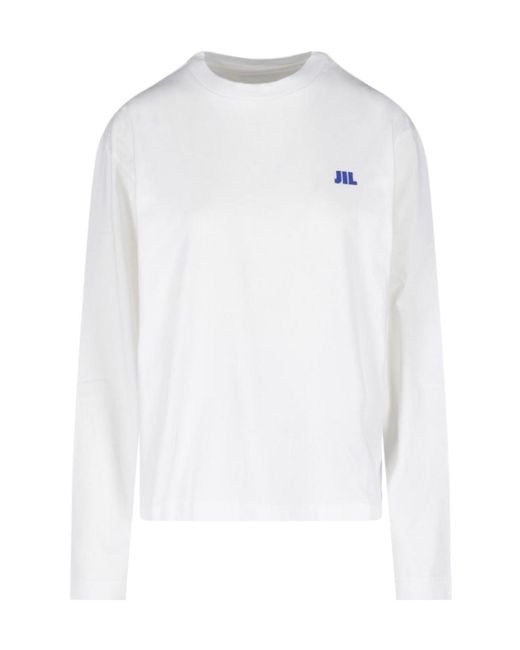 Jil Sander White Logo Long-Sleeve T-Shirt