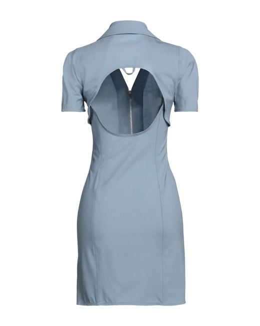 Jacquemus Blue Solid-Color Short-Sleeve Shirt Dress