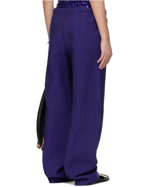 Tory Burch Blue High-Waisted Belted Trousers