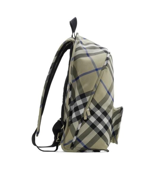 Burberry Green Check-Printed Zipped Backpack for men