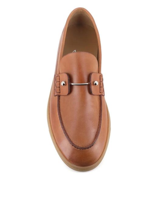 Christian Louboutin Brown Chambeliboat Leather Boat Shoes for men