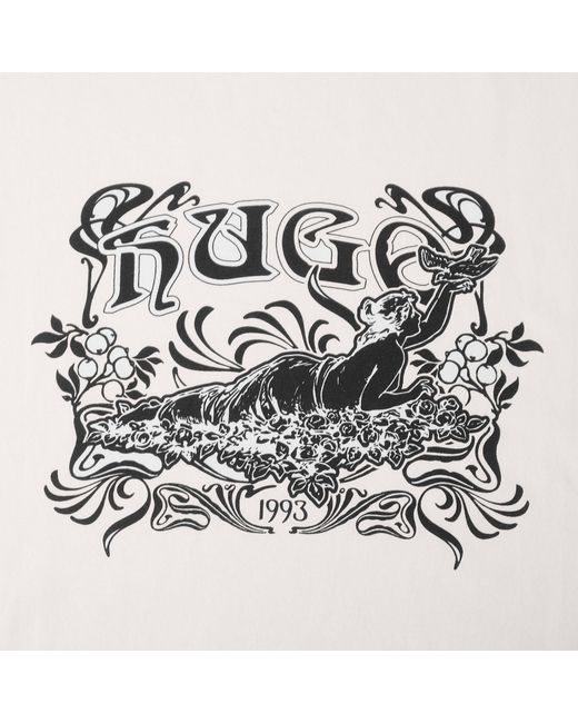 Boss White Logo Crew-Neck T-Shirt for men