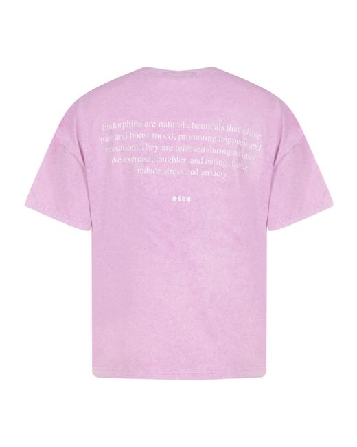 MSGM Pink Crewneck Oversize T-Shirt for men