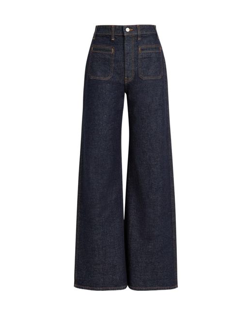 Khaite Blue Wide-Leg Cut Jeans