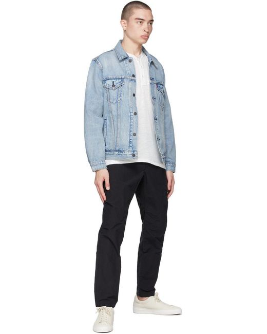 Rag & Bone White Round Slit Collar Long-Sleeved T-Shirt for men