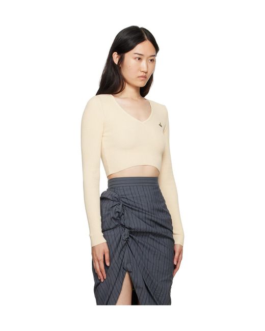 Vivienne Westwood Blue Bea Cropped V-Neck Jumper