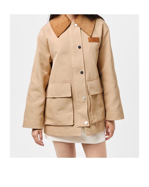 Ganni Natural Camel Twill Midi Jacket