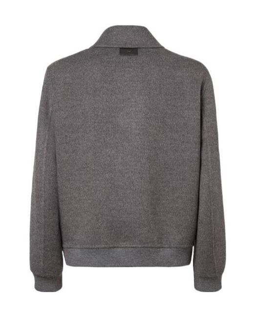 Fendi Gray Double Wool Jacket With Ff Detail for men