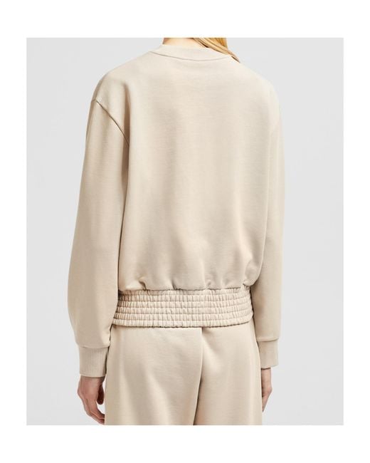Moncler Natural Logo Embroidered Crewneck Sweatshirt