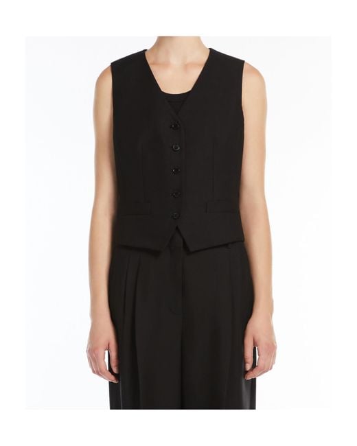Weekend by Maxmara Black Viscose And Linen Canvas Waistcoat