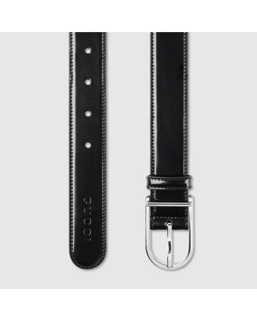 Gucci Black Belt With Rounded Buckle for men