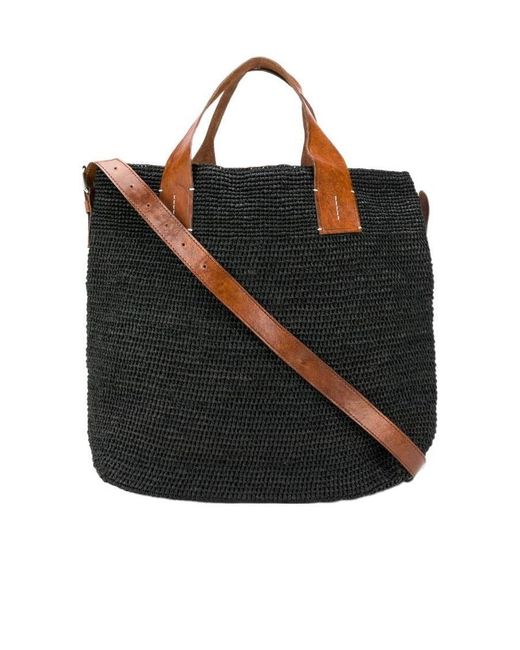 IBELIV Black Mety Woven Tote Bag