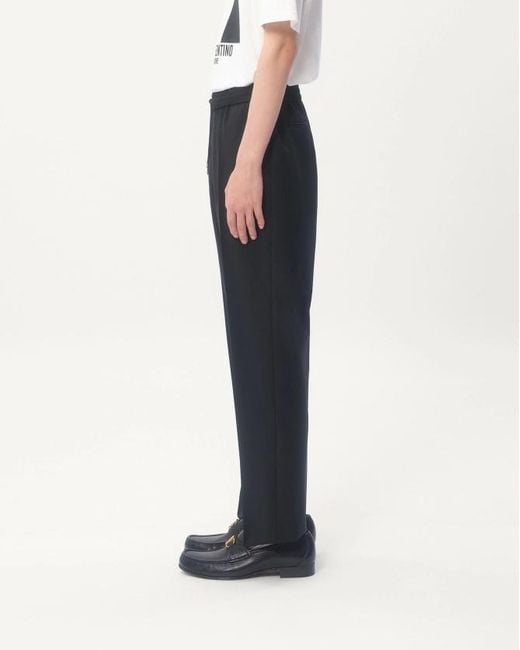Valentino Black Drawstring Straight Fit Trousers for men