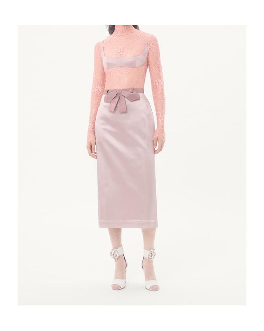 Valentino Pink Bow-Detail Midi Skirt