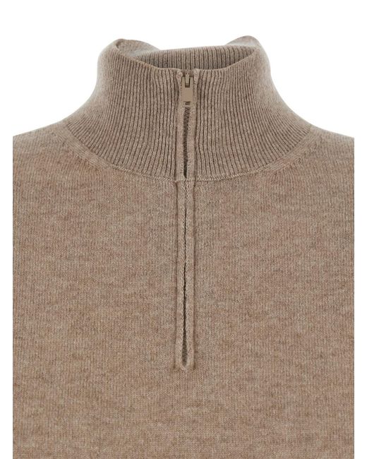 The Row Brown 'Loya' Sweater With High Neck And Front Zip Closure