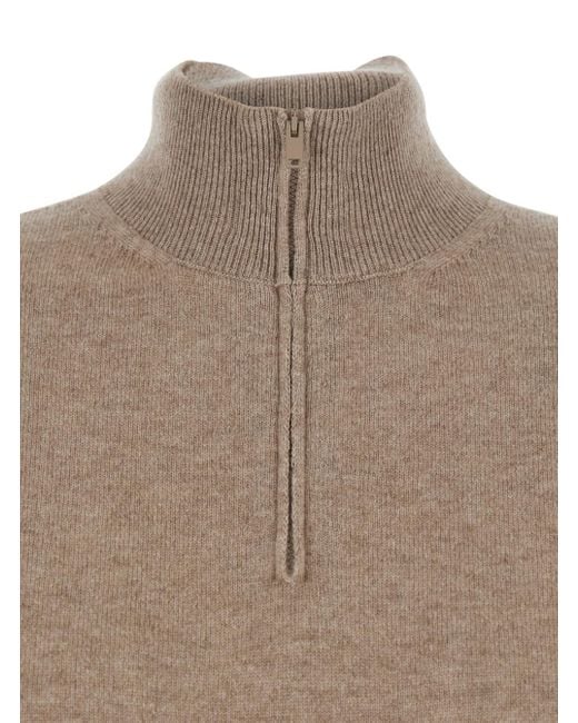 The Row Brown 'Loya' Sweater With High Neck And Front Zip Closure
