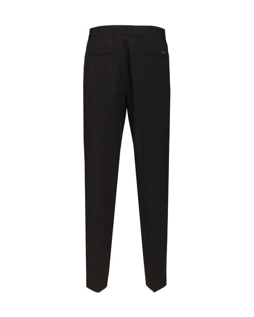 Emporio Armani Black Seersucker Tailored Pants for men