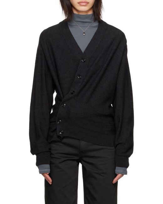 Lemaire Black V-Neck Long Sleeved Cardigan
