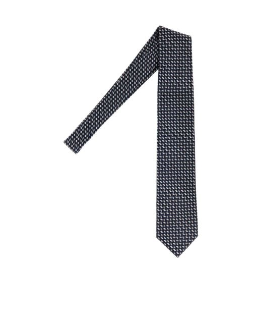 Brioni Blue Embroidered Tie for men