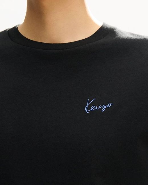 KENZO Black Signature Embroidered T-Shirt for men