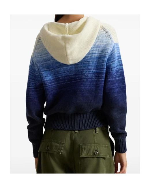 Polo Ralph Lauren Blue Flag Ombré Zip Knitted Hoodie