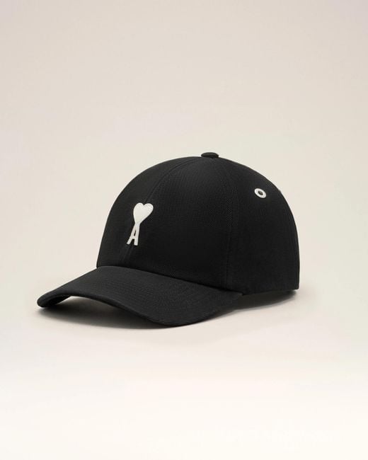 AMI Black Logo Patch Curved Peak Cap for men