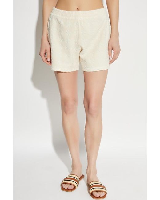 Tory Burch White Terry Jacquard Logo Shorts