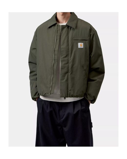 Carhartt Green Logo-Patch Zip-Up Jacket for men